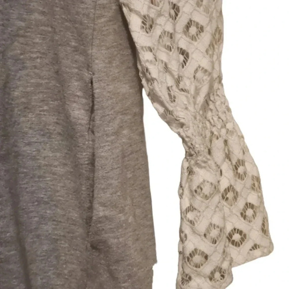 Kensie gray sweatshirt dress with white lace long sleeves Size Small - Picture 6 of 7